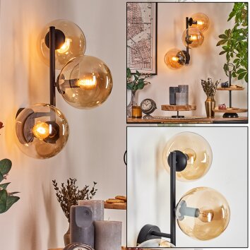 Gastor Boule lumineuse, Applique murale Ambre, 3 lumières