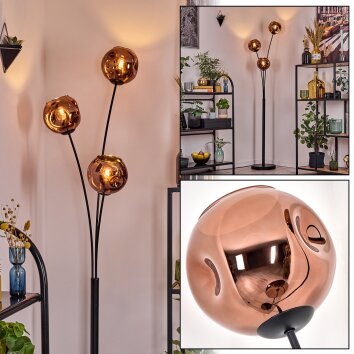 Ripoll Boule lumineuse, Lampadaire Cuivré, 3 lumières
