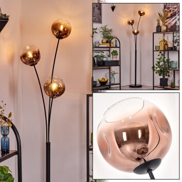 Ripoll Boule lumineuse, Lampadaire Clair, Cuivré, 3 lumières