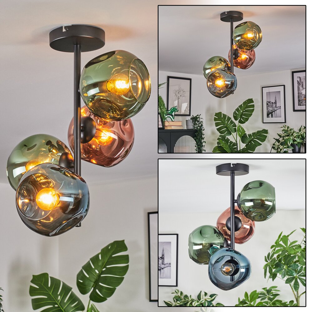 Ripoll Plafonnier, Boule lumineuse Bleu, Vert, Cuivré, 4 lumières main product photo