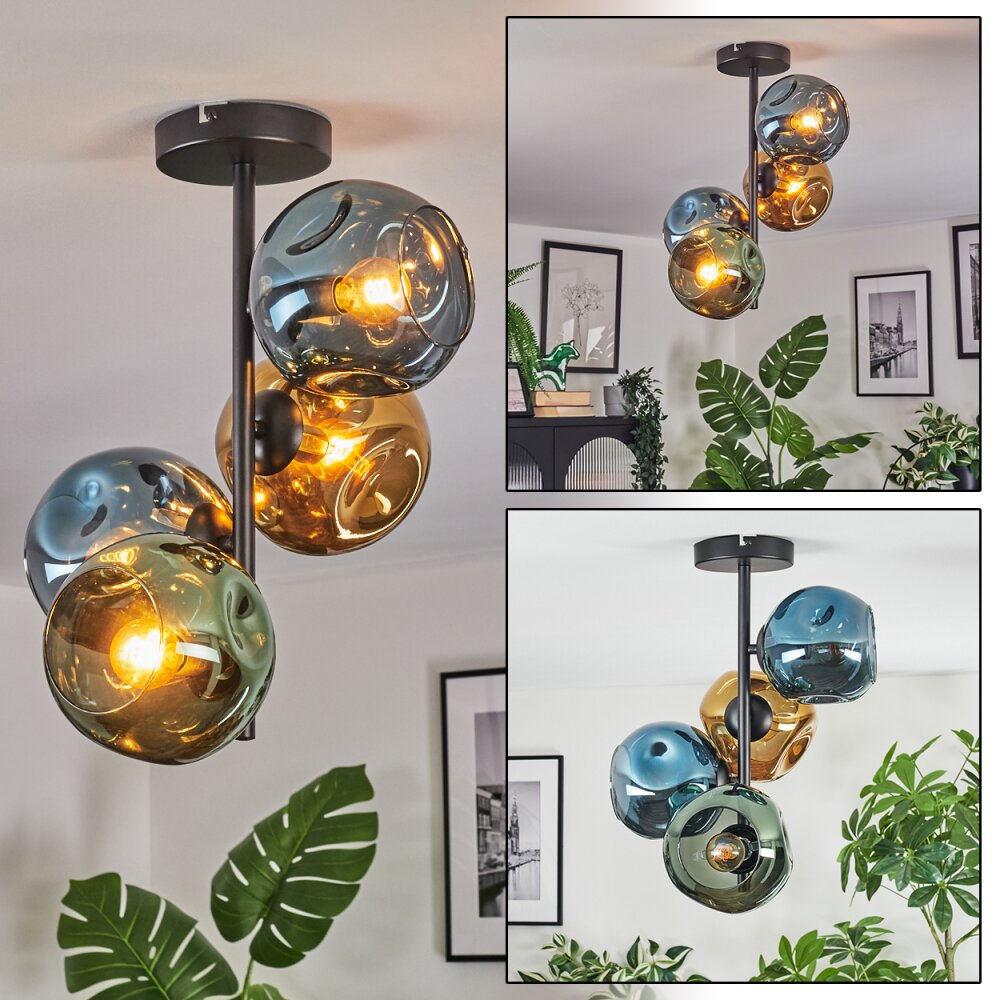 Ripoll Plafonnier, Boule lumineuse Bleu, Or, Vert, 4 lumières main product photo