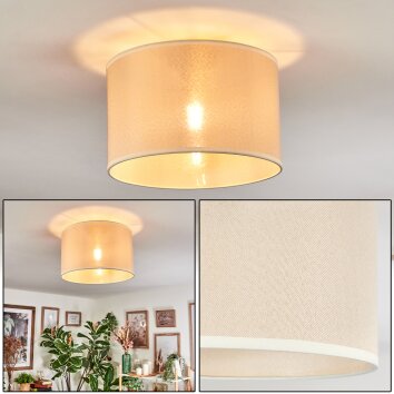 Bassagoda Plafonnier beige, Blanc, 1 lumière