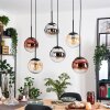 Gastor Suspension, Boule lumineuse, Suspension Ambre, Chrome, Clair, Cuivré, Fumé, 6 lumières