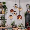 Gastor Suspension, Boule lumineuse, Suspension Ambre, Chrome, Clair, Cuivré, Fumé, 6 lumières