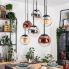 Gastor Suspension, Boule lumineuse, Suspension Ambre, Chrome, Clair, Cuivré, Fumé, 6 lumières
