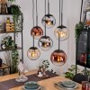 Gastor Suspension, Boule lumineuse, Suspension Ambre, Chrome, Clair, Cuivré, Fumé, 6 lumières