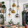 Gastor Suspension, Boule lumineuse, Suspension Ambre, Or, Clair, Fumé, 6 lumières