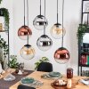Gastor Suspension, Boule lumineuse, Suspension Ambre, Chrome, Clair, Cuivré, Fumé, 6 lumières