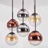 Gastor Suspension, Boule lumineuse, Suspension Ambre, Chrome, Clair, Cuivré, Fumé, 6 lumières