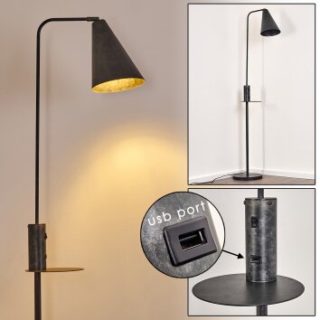 Lampadaire Terwispel Anthracite, Gris, Noir, 1 lumière
