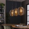 Suspension Leeville Nickel mat, Noir, 3 lumières