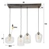 Suspension Polvero Argent Oxydé, 4 lumières