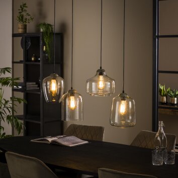 Suspension Polvero Argent Oxydé, 4 lumières