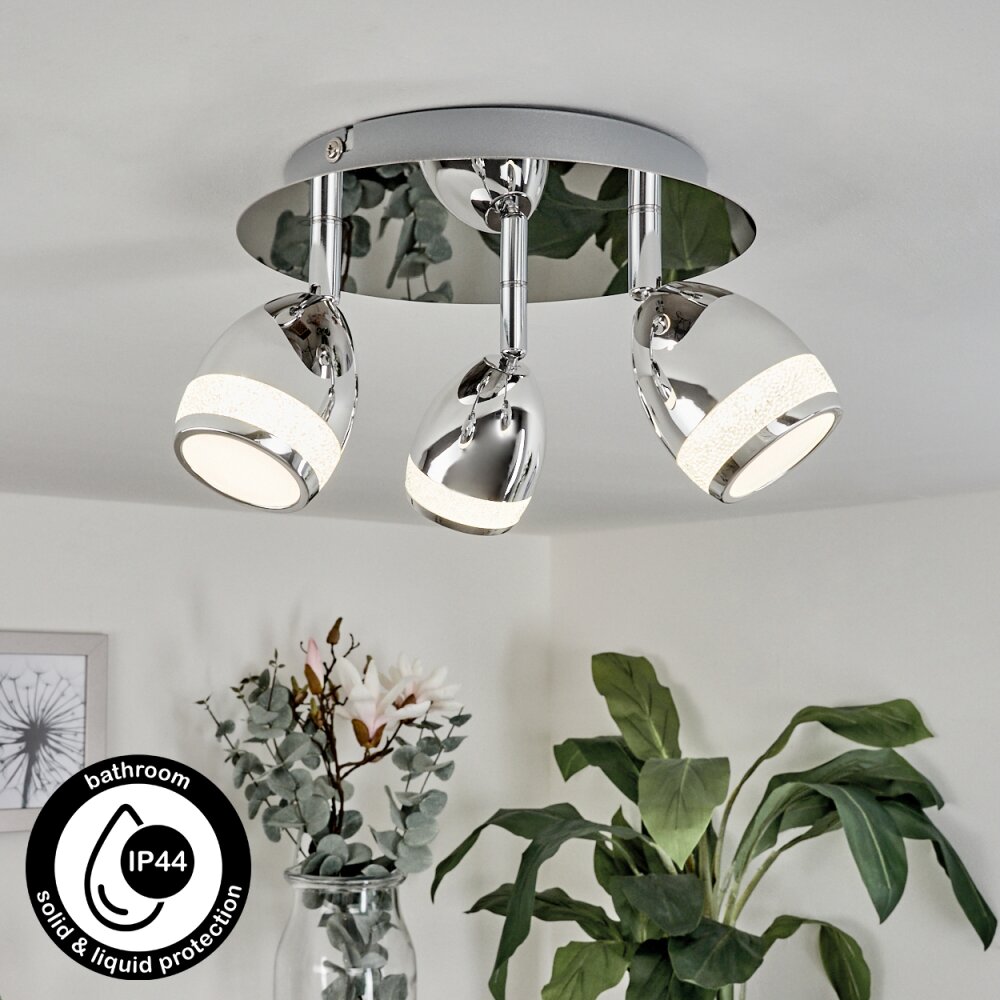 Plafonnier Morges LED Chrome, 3 lumières main product photo