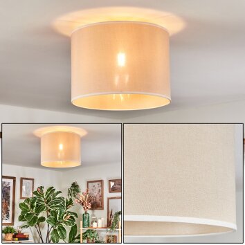 Bassagoda Plafonnier beige, Blanc, 1 lumière