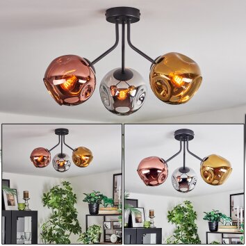 Ripoll Plafonnier, Boule lumineuse Chrome, Or, Cuivré, Fumé, 3 lumières