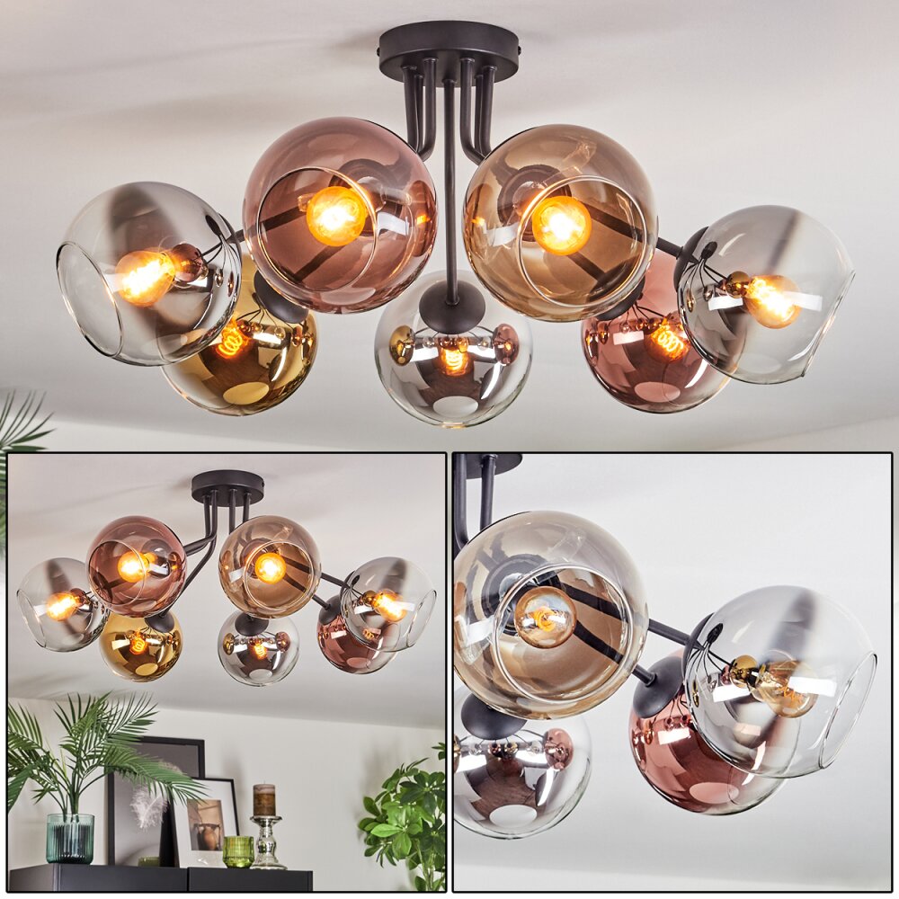 Koyoto Plafonnier, Boule lumineuse 82 cm Chrome, Or, Clair, Cuivré, Fumé, 7 lumières main product photo