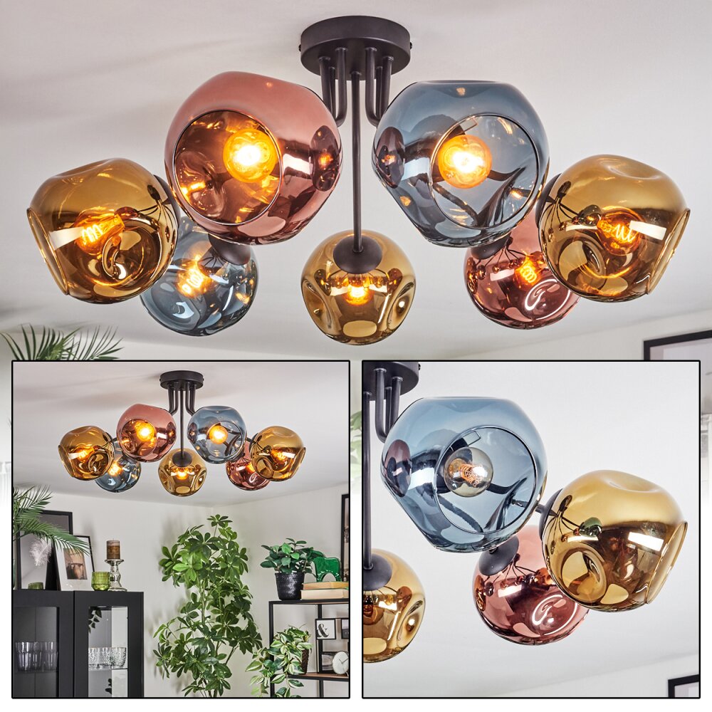 Ripoll Plafonnier, Boule lumineuse Bleu, Or, Cuivré, 7 lumières main product photo