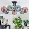 Koyoto Plafonnier, Boule lumineuse 82 cm Bleu, Vert, Cuivré, 7 lumières