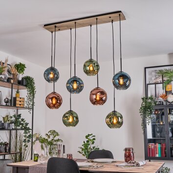 Ripoll Suspension, Boule lumineuse, Suspension Écru, Noir, 8 lumières