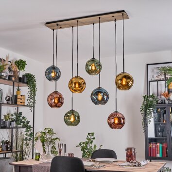 Ripoll Suspension, Boule lumineuse, Suspension Écru, Noir, 8 lumières