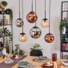 Gastor Suspension, Boule lumineuse, Suspension Ambre, Chrome, Cuivré, Fumé, 6 lumières