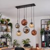 Gastor Suspension, Boule lumineuse, Suspension Ambre, Chrome, Cuivré, Fumé, 6 lumières