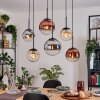 Gastor Suspension, Boule lumineuse, Suspension Ambre, Chrome, Clair, Cuivré, Fumé, 6 lumières