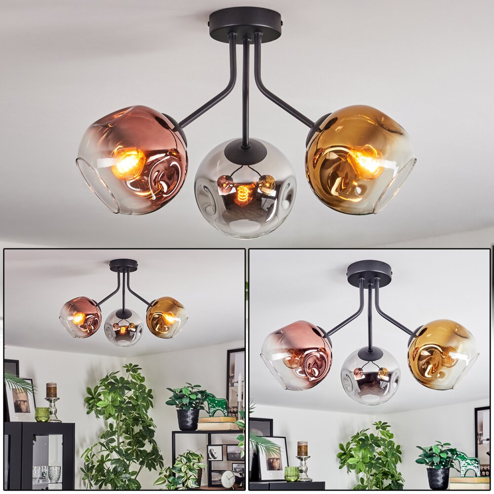 Ripoll Plafonnier, Boule lumineuse Chrome, Or, Clair, Cuivré, Fumé, 3 lumières main product photo