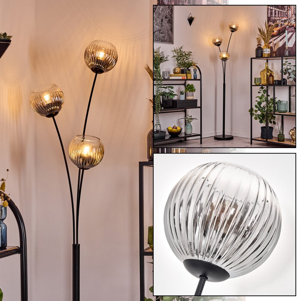 Koyoto Boule lumineuse, Lampadaire Clair, Fumé, 3 lumières main product photo