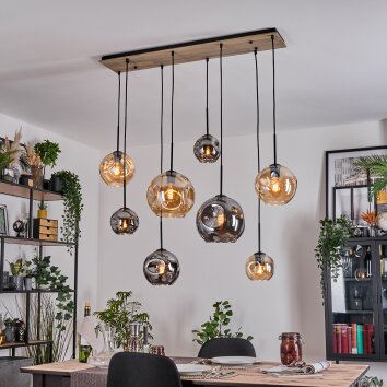 Ripoll Suspension, Boule lumineuse, Suspension Écru, Noir, 8 lumières