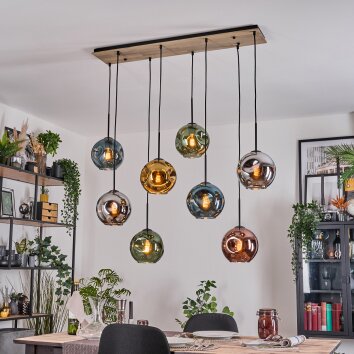 Ripoll Suspension, Boule lumineuse, Suspension Écru, Noir, 8 lumières