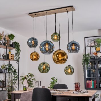 Ripoll Suspension, Boule lumineuse, Suspension Écru, Noir, 8 lumières