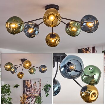 Ripoll Plafonnier, Boule lumineuse Bleu, Or, Vert, 6 lumières