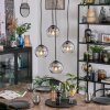 Koyoto Suspension, Boule lumineuse, Suspension grappe 35 cm Clair, Fumé, 4 lumières