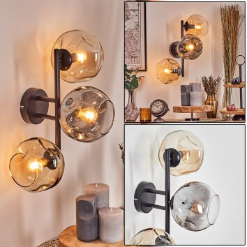Ripoll Boule lumineuse, Applique murale Ambre, Clair, Fumé, 3 lumières
