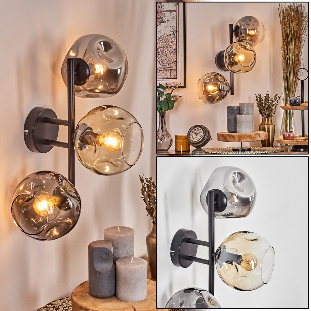 Ripoll Boule lumineuse, Applique murale Ambre, Clair, Fumé, 3 lumières main product photo