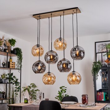 Ripoll Suspension, Boule lumineuse, Suspension Écru, Noir, 8 lumières