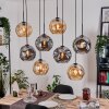 Ripoll Suspension, Boule lumineuse, Suspension Écru, Noir, 8 lumières