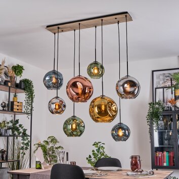 Ripoll Suspension, Boule lumineuse, Suspension Écru, Noir, 8 lumières