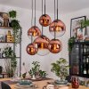 Gastor Suspension, Boule lumineuse, Suspension Clair, Cuivré, 6 lumières