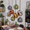 Ripoll Suspension, Boule lumineuse, Suspension Écru, Noir, 8 lumières