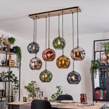 Ripoll Suspension, Boule lumineuse, Suspension Écru, Noir, 8 lumières