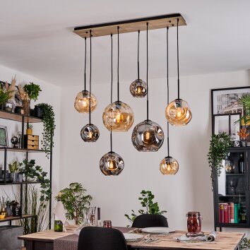 Ripoll Suspension, Boule lumineuse, Suspension Écru, Noir, 8 lumières