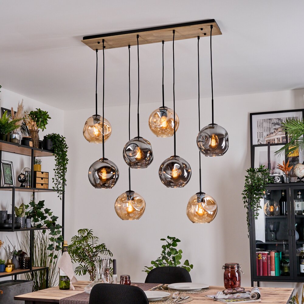 Ripoll Suspension, Boule lumineuse, Suspension Écru, Noir, 8 lumières main product photo