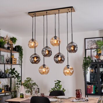 Ripoll Suspension, Boule lumineuse, Suspension Écru, Noir, 8 lumières