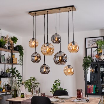 Ripoll Suspension, Boule lumineuse, Suspension Écru, Noir, 8 lumières