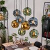 Ripoll Suspension, Boule lumineuse, Suspension Écru, Noir, 8 lumières