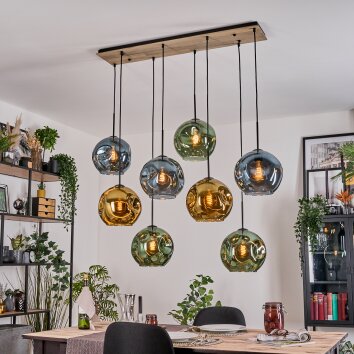 Ripoll Suspension, Boule lumineuse, Suspension Écru, Noir, 8 lumières