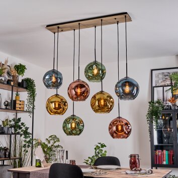 Ripoll Suspension, Boule lumineuse, Suspension Écru, Noir, 8 lumières